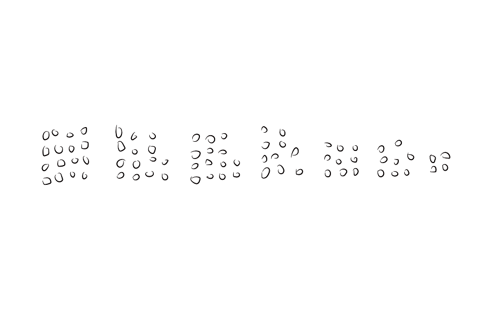 Digital sketch for a data visualization made up of dots arranged in blocks