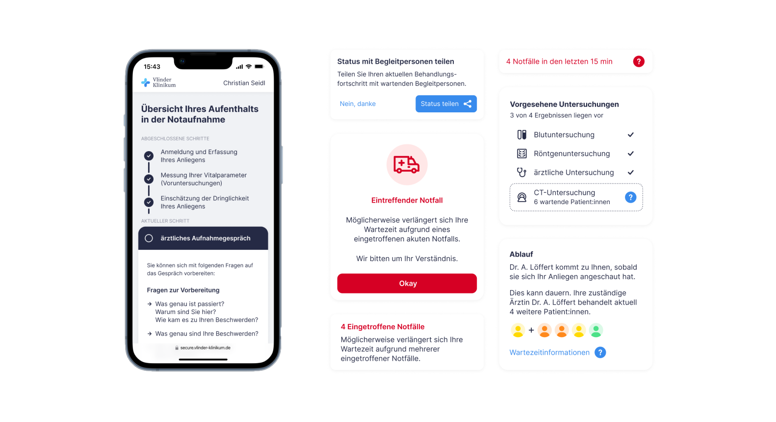 Design intervention 4 is a web app that shows patients in the emergency room their treatment status and explains waiting times and processes happening in the background